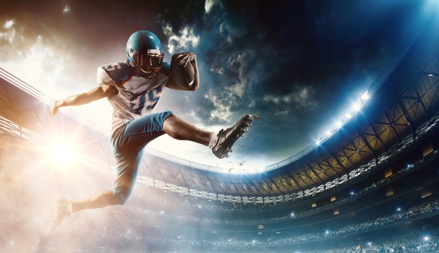 Footballer runs with ball Footballer runs with ball