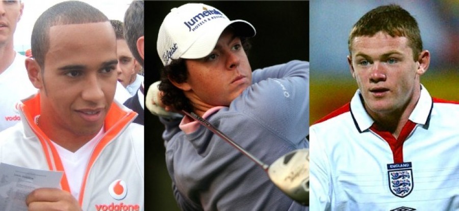 Hamilton in 2007, McIlroy in 2009, Rooney in 2007 Hamilton in 2007, McIlroy in 2009, Rooney in 2007