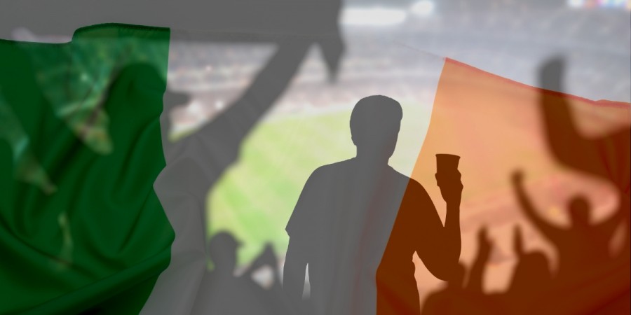 Ireland Flag with stadium background Ireland Flag with stadium background