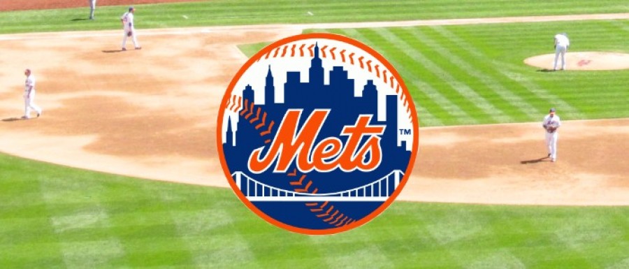 Mets Logo over Baseball Pitch Mets Logo over Baseball Pitch