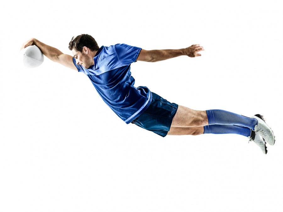 Rugby Player Diving Rugby Player Diving