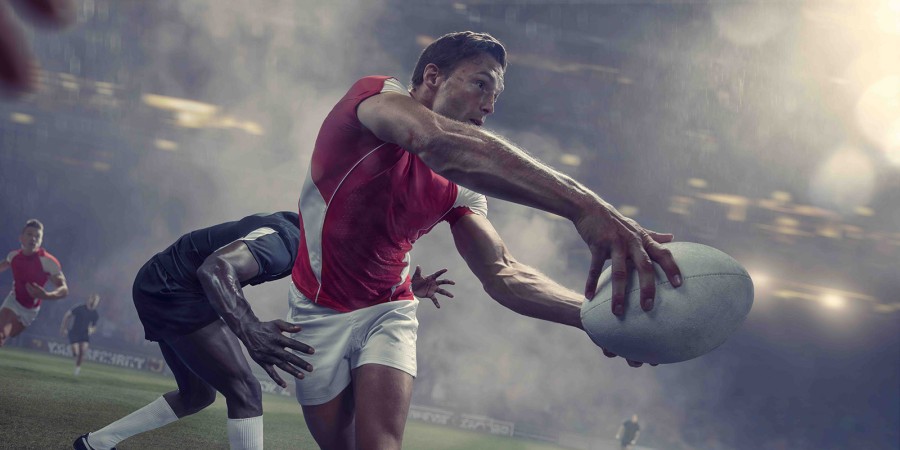 Rugby Player Passing Rugby Player Passing