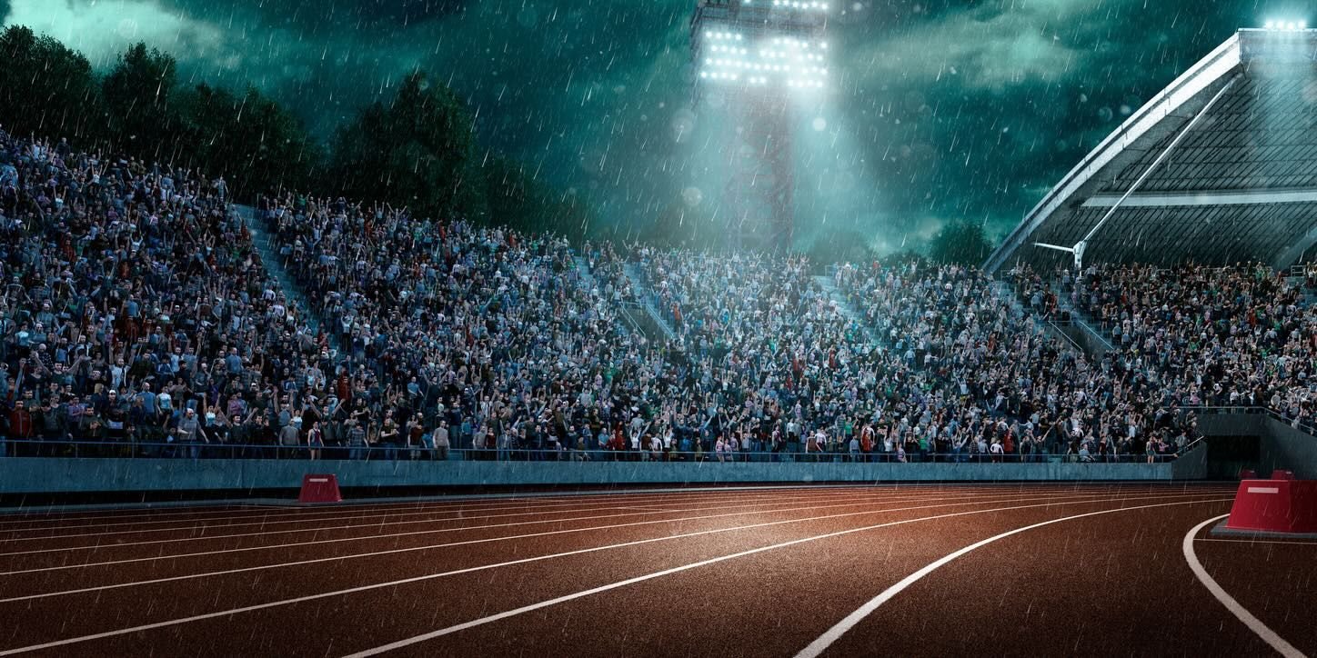 Athletics track in rain