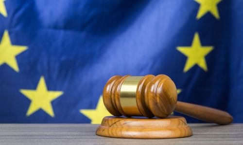 Gavel with European Union Flag