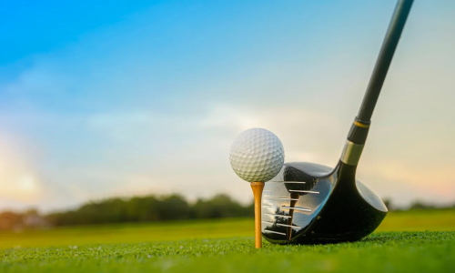 Golf on green lawn