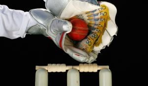 Wicketkeeper cash in gloves