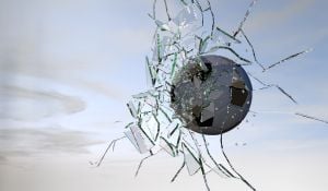 Football cracking glass