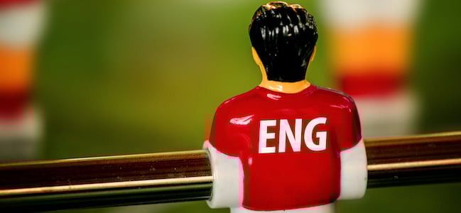 Foosball player in England football jersey 