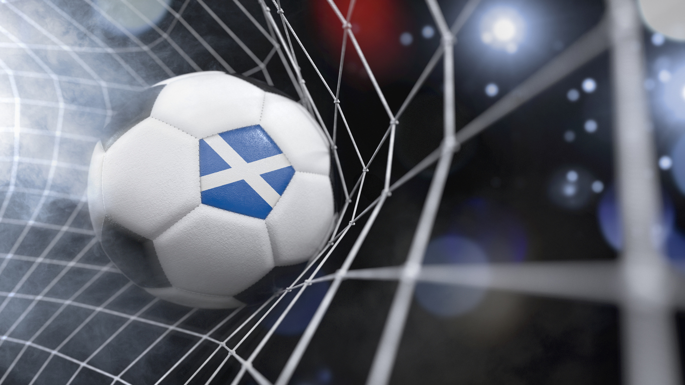 Football with Scotland flag