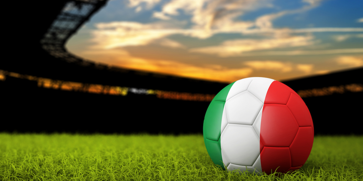 Italy Flag on Football field