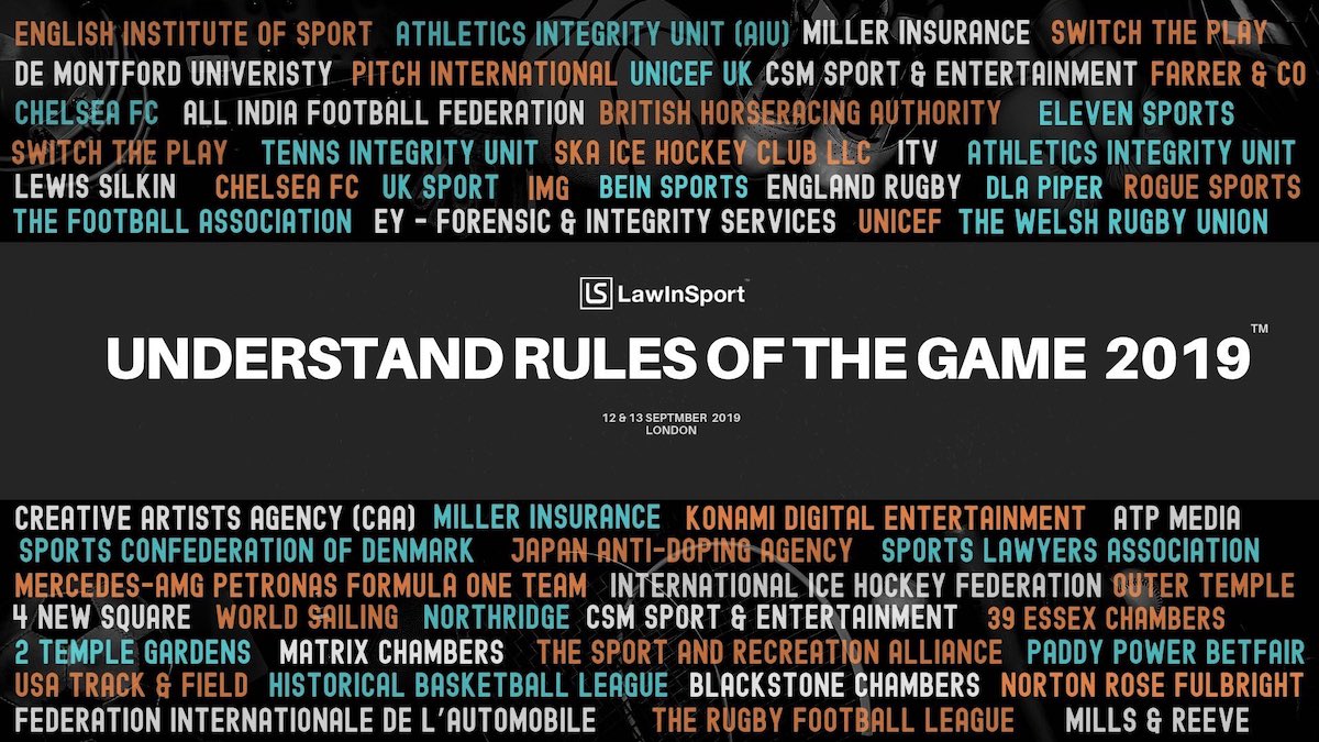 Image of LawInSport Annual Conference - Understand The Rules Of The Game 2019 attending companies
