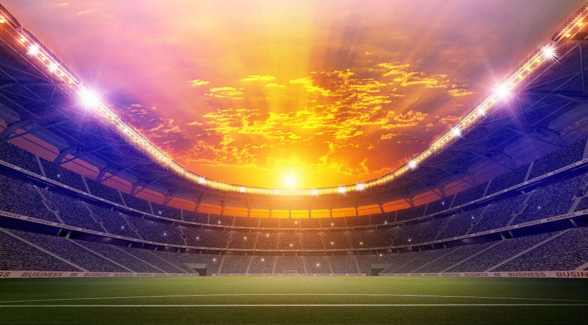 Sunrise over a stadium