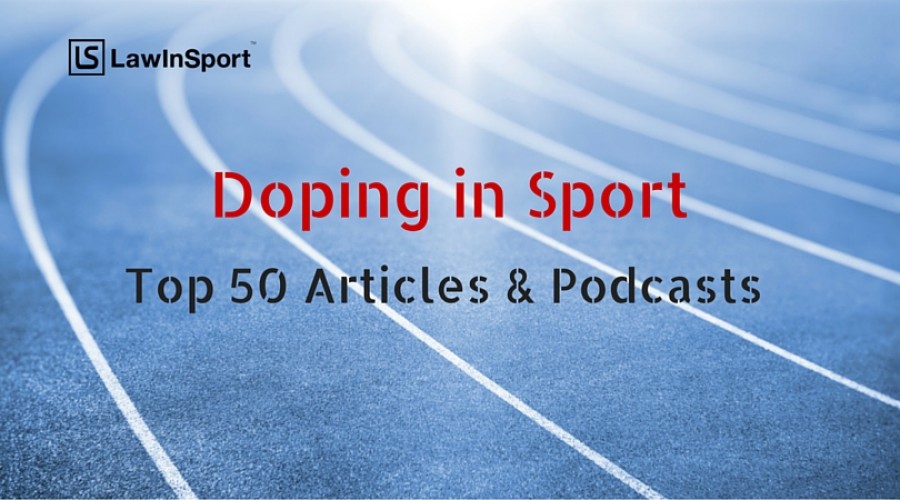 Title image of top 50 articles and podcasts on doping in sport