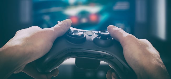 Gamer in front of tv