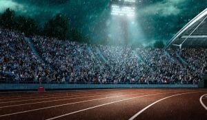 Athletics track in rain